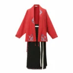 autumn velvet red black hanfu for women