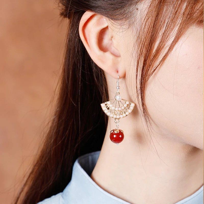 fan earrings hanfu jewelry