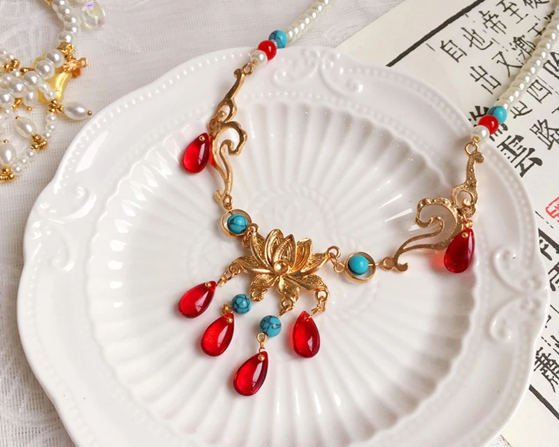 lotus yingluo hanfu necklace jewelry
