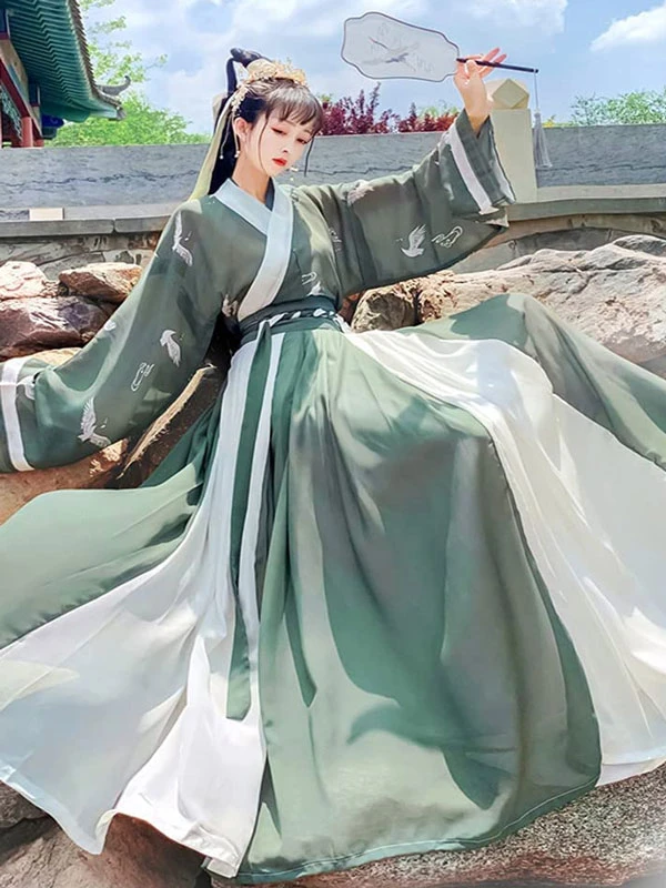 embracing the natural world with green hanfu