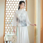 ink qipao white cheongsam dress