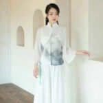 ink qipao white cheongsam dress