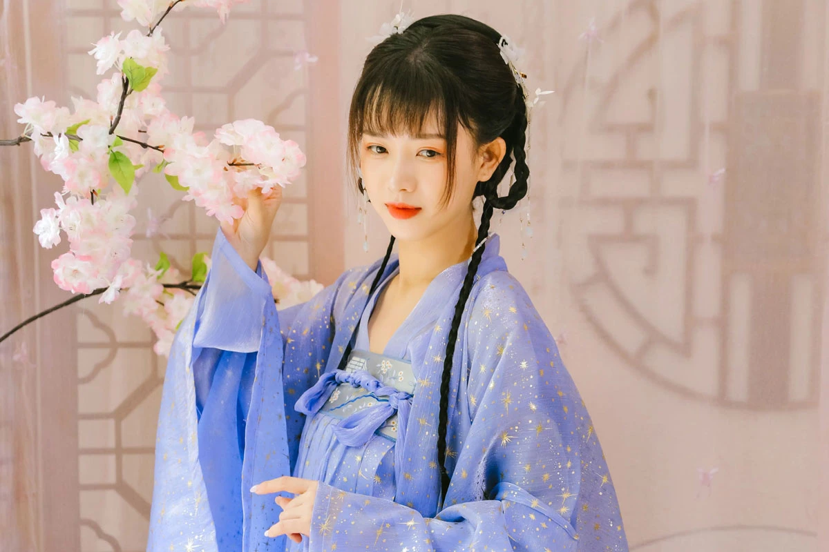 retro womens blue hanfu for work and play