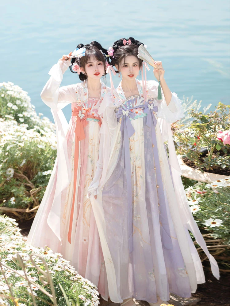 Fairy Butterfly Pink Purple Qixiong Hanfu Dress for Spring