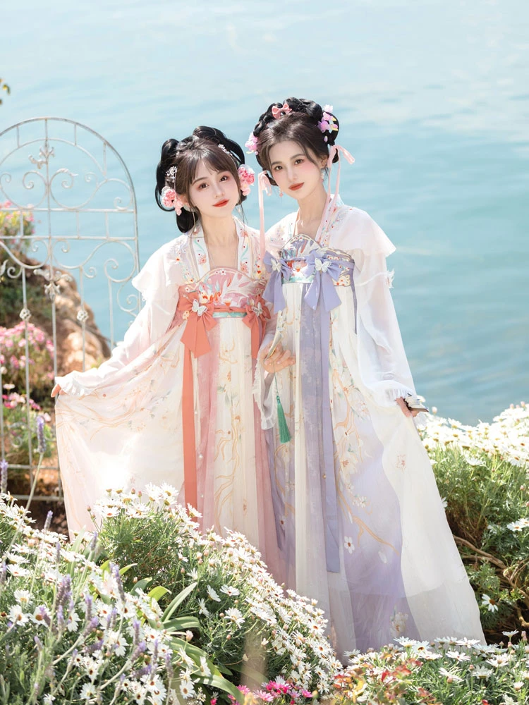 Fairy Butterfly Pink Purple Qixiong Hanfu Dress for Spring