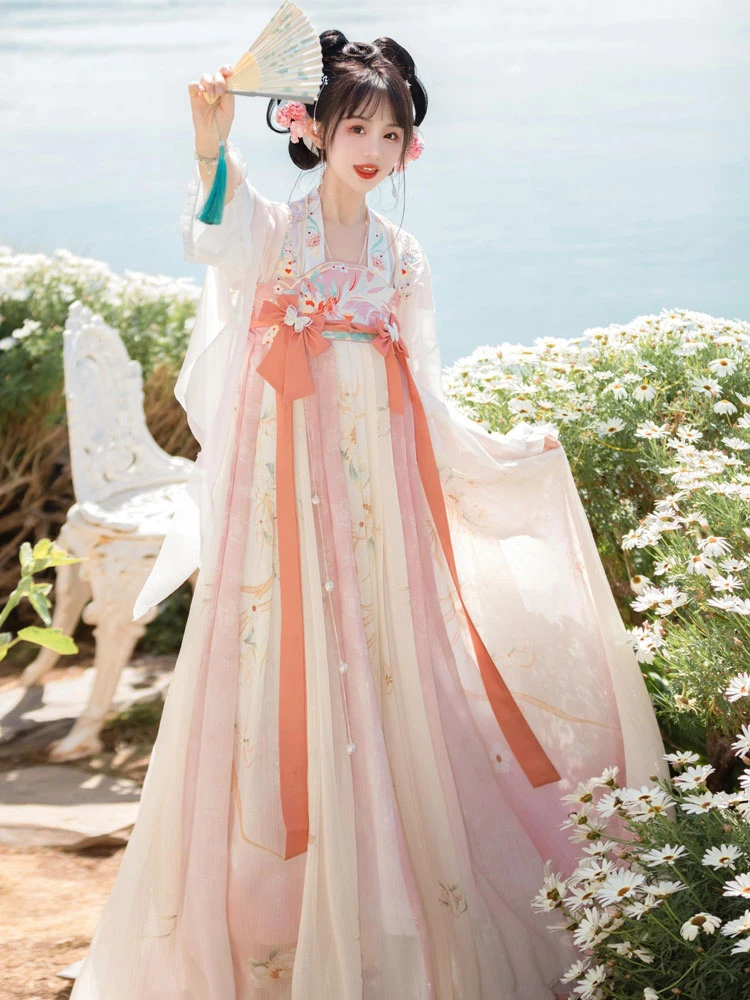 Fairy Butterfly Pink Purple Qixiong Hanfu Dress for Spring