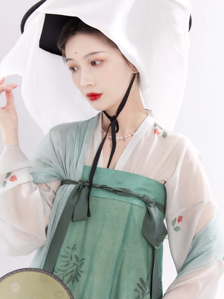 Green Qixiong Shanqun Retro Tang Dress for Spring Day