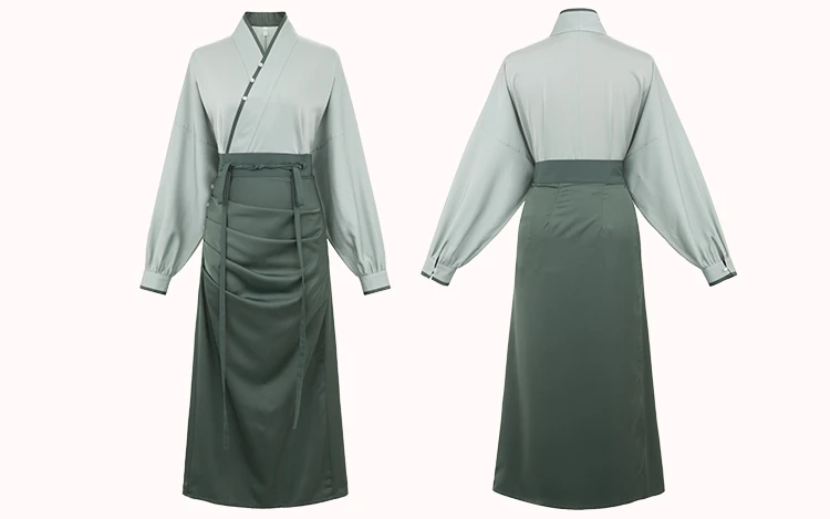 Spring GreenModern Song Style Women Hanfu Fashion Green Dress for Spring