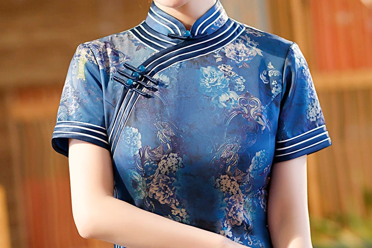 blue banquet Chinese cheongsam qipao dress