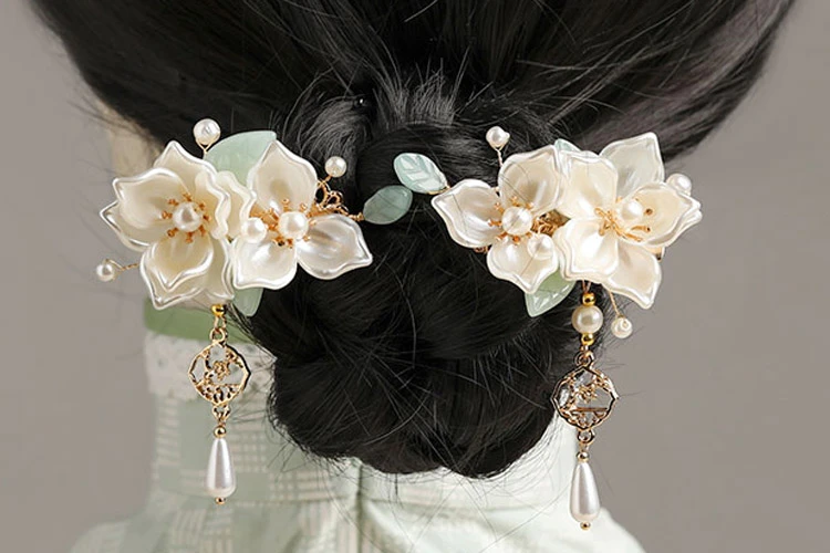 camellia hairclip hanfu hairstyle accessories