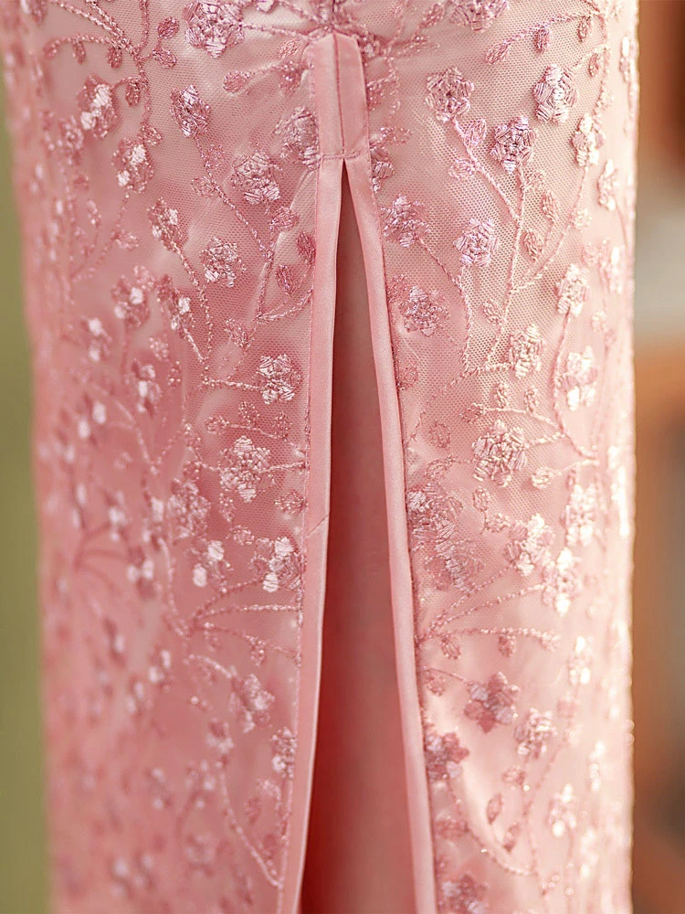 pink petal wedding cheongsam summer dress
