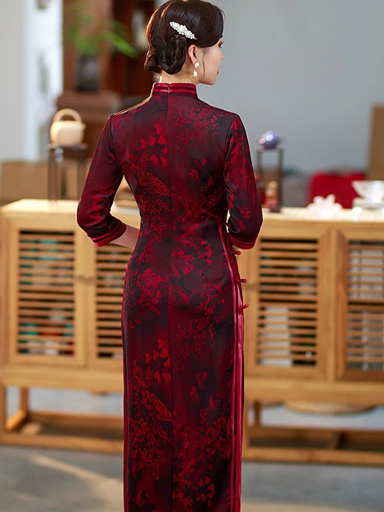 Autumn ladies cheongsam retro banquet evening dresses