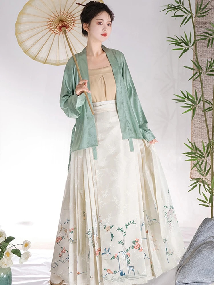 Classic Ming Dynasty Flower Bird Mamian Dress for Women