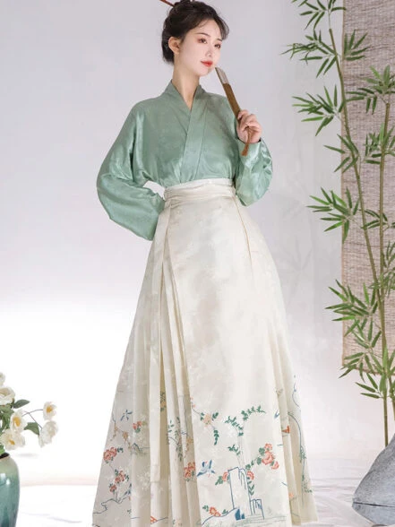 Classic Ming Dynasty Flower Bird Mamian Dress for Women - Newhanfu