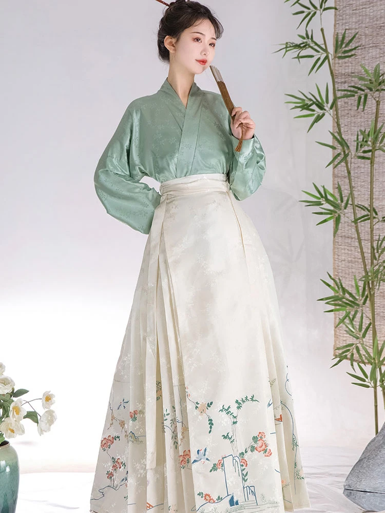 Classic Ming Dynasty Flower Bird Mamian Dress for Women