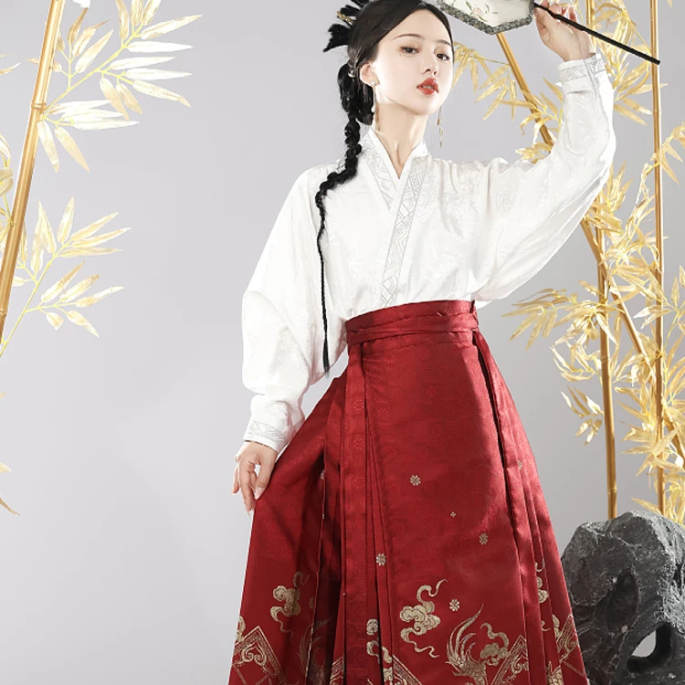 Fashion Hanfu Costume Ladies Mamian Qun Dashing Dragon Patterns