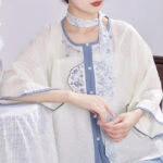 Ming Dynasty Modified Soft Blue Silk Hanfu for Summer