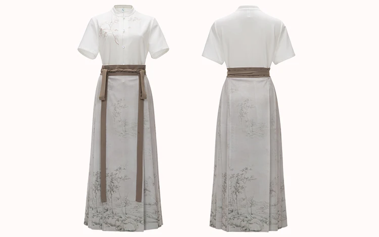 Modern Mamian Dress Summer Modified Beige Hanfu for Women