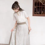 Modern Mamian Dress Summer Modified Beige Hanfu for Women
