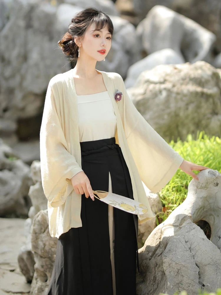 Modern Song Style Women Red Hanfu Butterfly Sanjian Dress