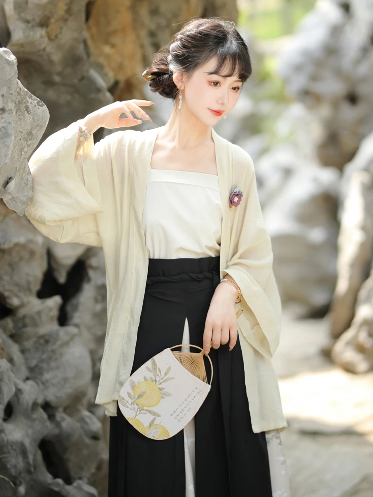 Modern Song Style Women Red Hanfu Butterfly Sanjian Dress