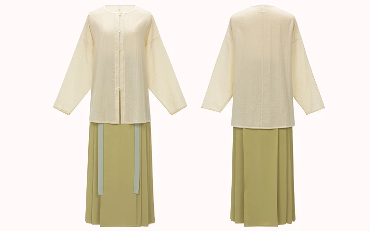 Women Ming Silk Round Shirt Mamian Dress for Summer