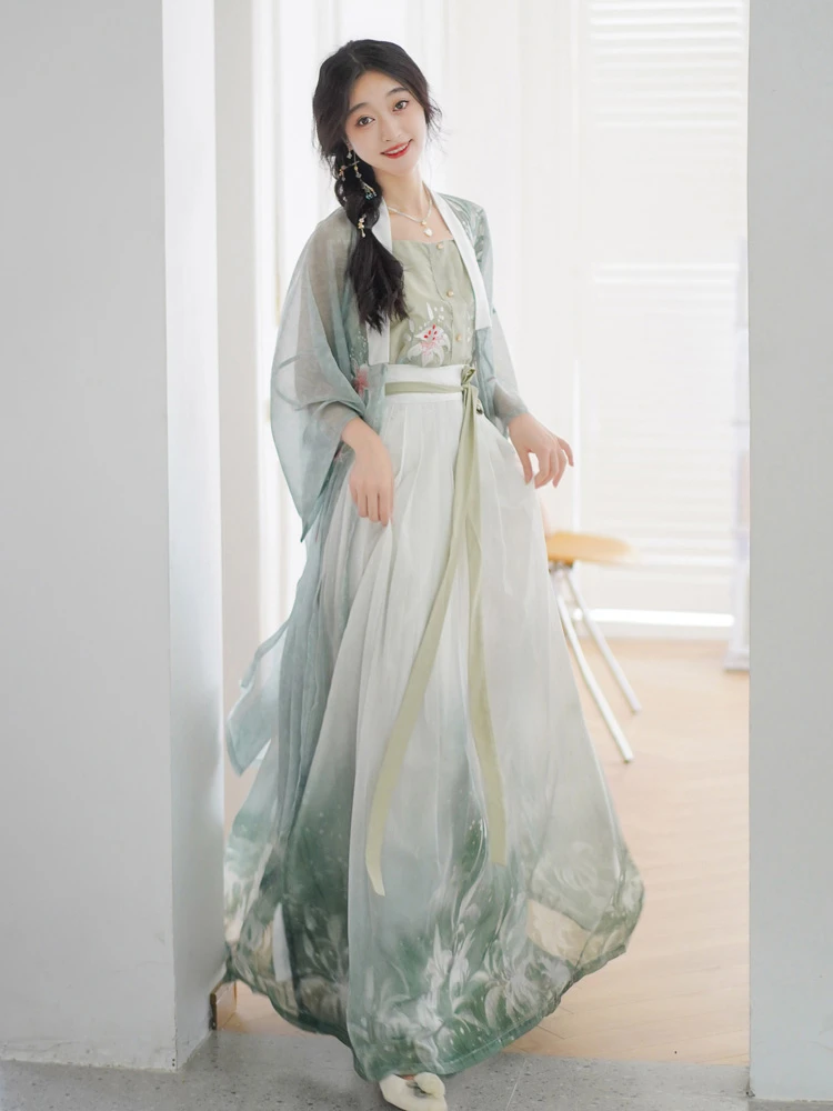 Ming Dynasty Summer Women's Hanfu Fresh Green Dress