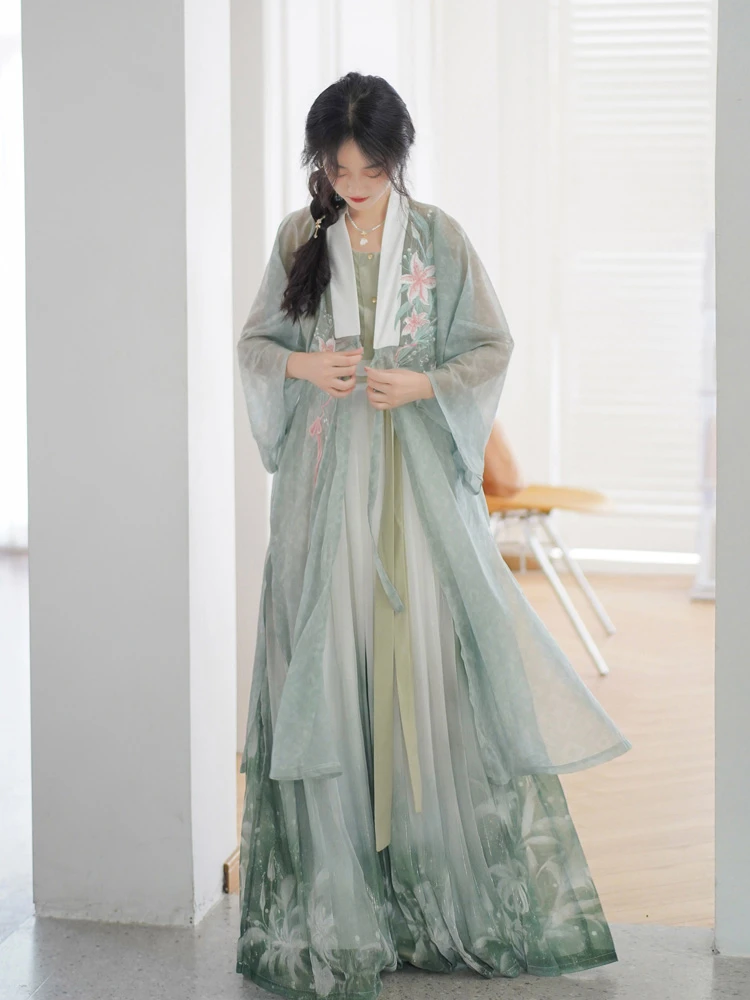 Ming Dynasty Summer Women's Hanfu Fresh Green Dress