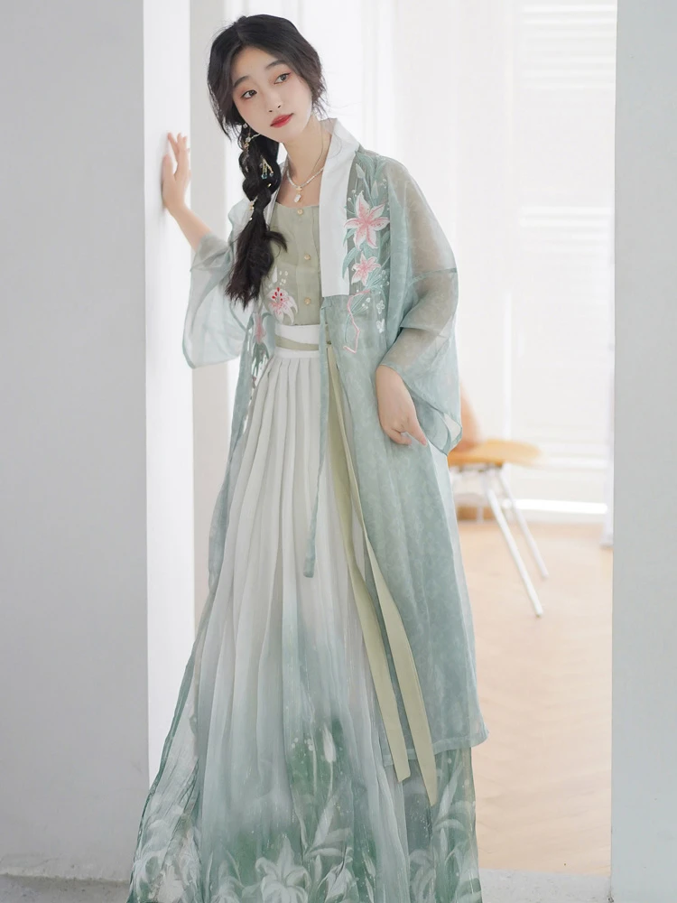 Ming Dynasty Summer Women's Hanfu Fresh Green Dress