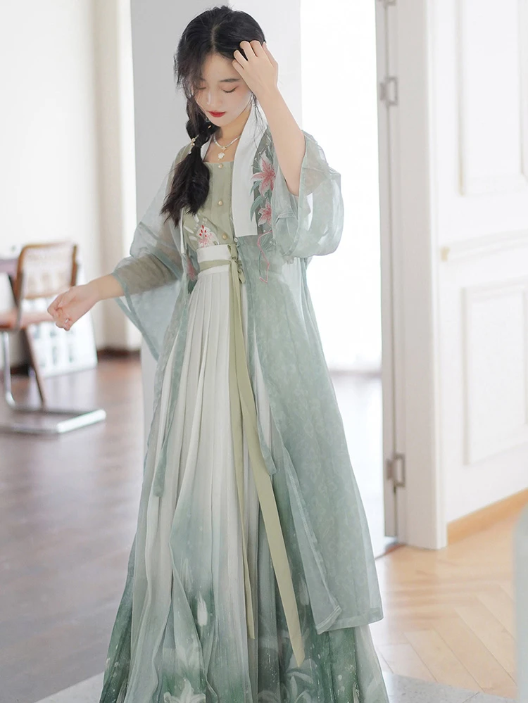 Ming Dynasty Summer Women's Hanfu Fresh Green Dress