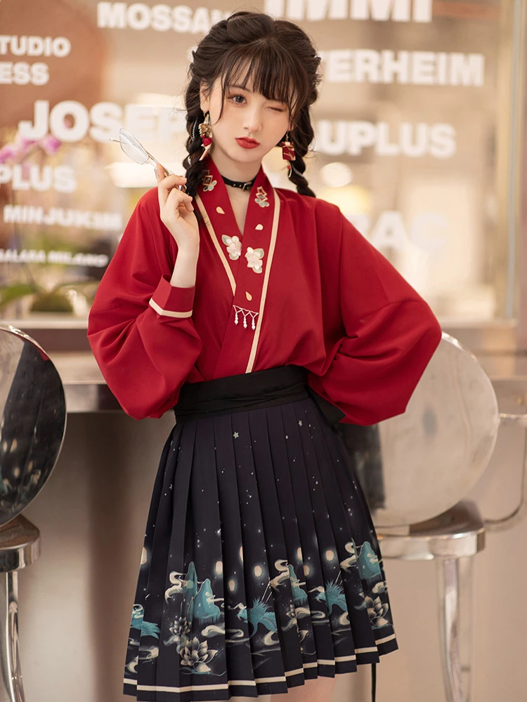 Modern Hanfu Short Skirt Set Summer Cooler Fashion Set - Newhanfu