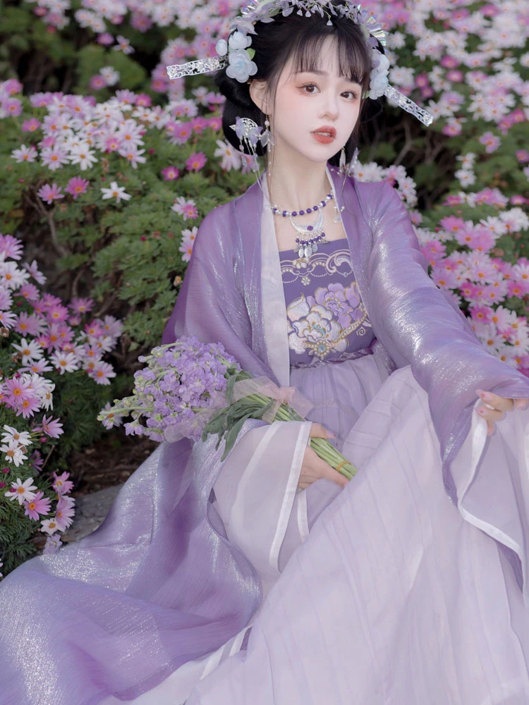 Summer Purple Hanfu Set Unique Tang Dynasty Hezi Dress