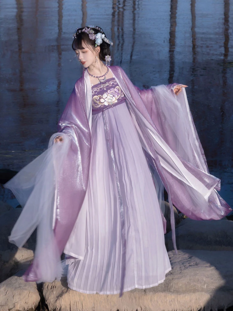 Summer Purple Hanfu Set Unique Tang Dynasty Hezi Dress