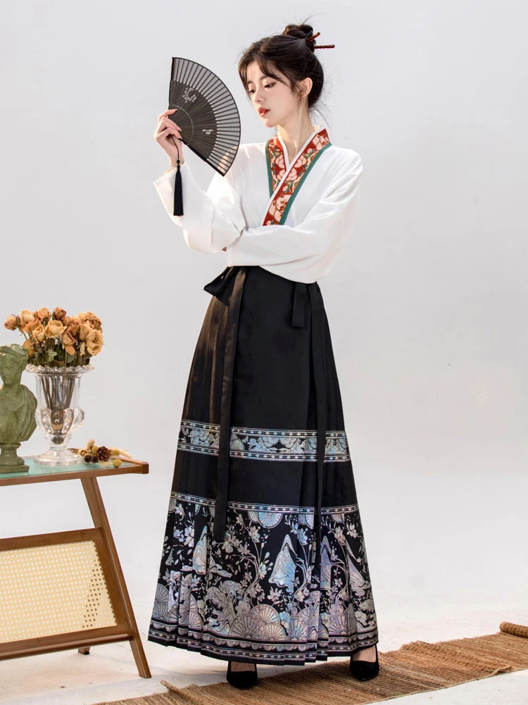 Women Mamian Skirt Ming Dynasty Modified Hanfu for Everyday Wear