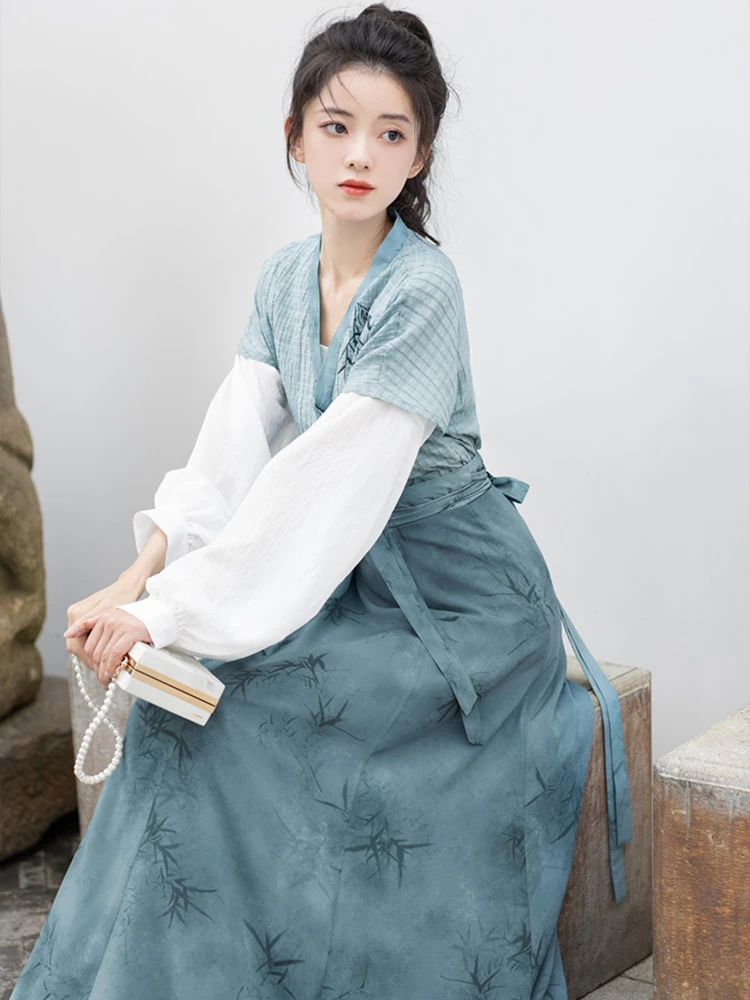 Casual Ladies Tang Dynasty Hanfu Costume Summer Autumn Daily Vintage Clothing