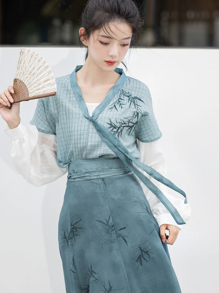 Casual Ladies Tang Dynasty Hanfu Costume Summer Autumn Daily Vintage Clothing