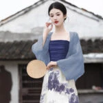 Fashion Hanfu Song Dynasty Daily Han Element Suit Blue Chinoiserie Costume