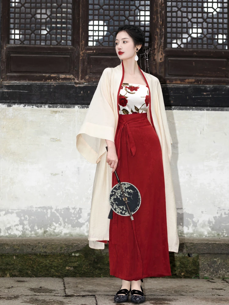 Red Street Fashion Hanfu Ladies Sweet Song Dynasty Retro Costume