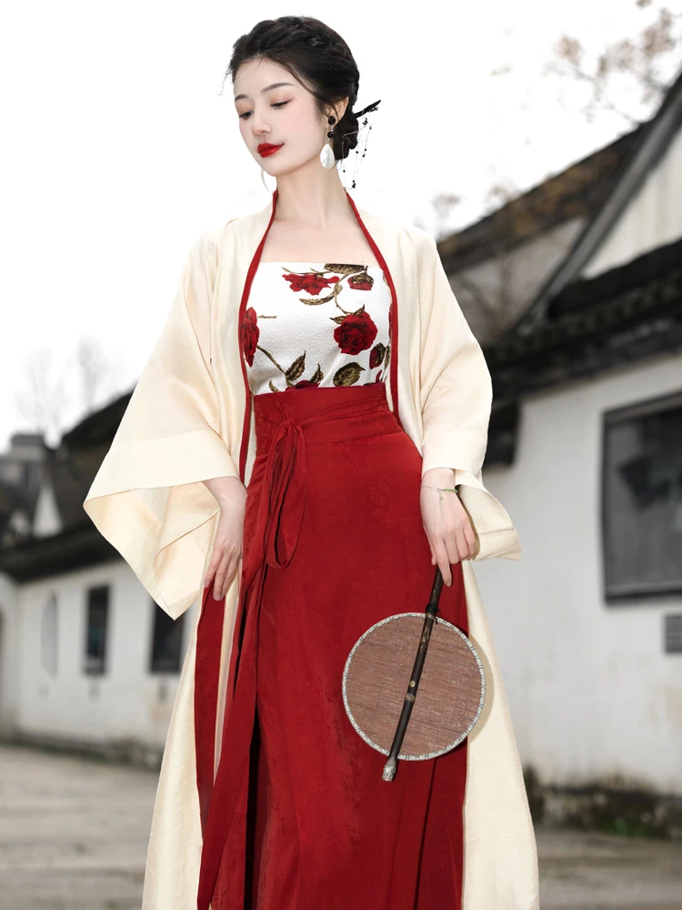 Red Street Fashion Hanfu Ladies Sweet Song Dynasty Retro Costume