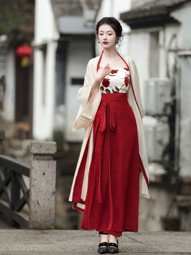 Red Street Fashion Hanfu Ladies Sweet Song Dynasty Retro Costume