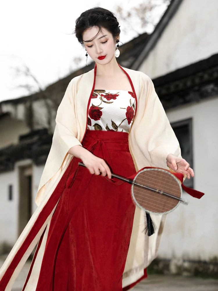 Red Street Fashion Hanfu Ladies Sweet Song Dynasty Retro Costume