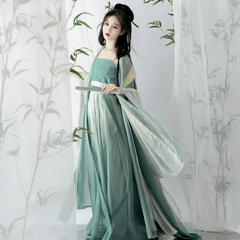 Light, Dark Green Hanfu Dress for Women and Men - Newhanfu