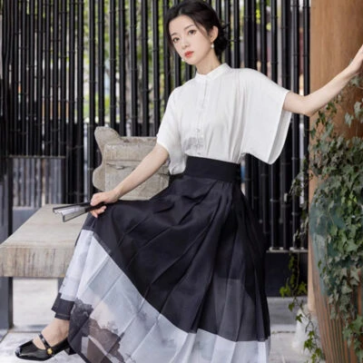 Women Modern Hanfu Minimalist Mamian Dress for Summer Day