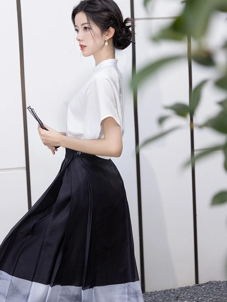 Women Modern Hanfu Minimalist Mamian Dress for Summer Day