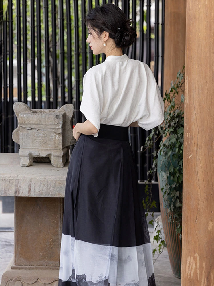 Women Modern Hanfu Minimalist Mamian Dress for Summer Day