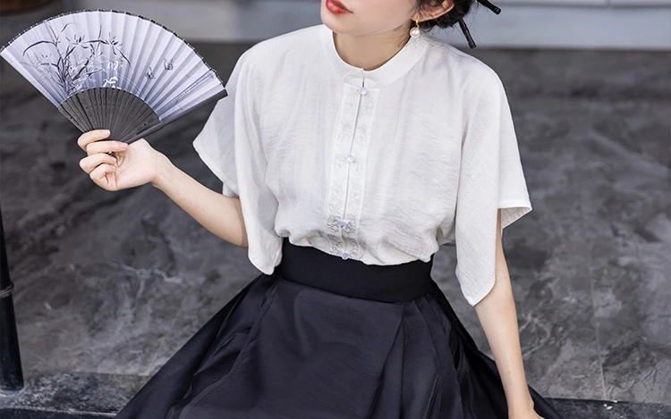 Women Modern Hanfu Minimalist Mamian Dress for Summer Day