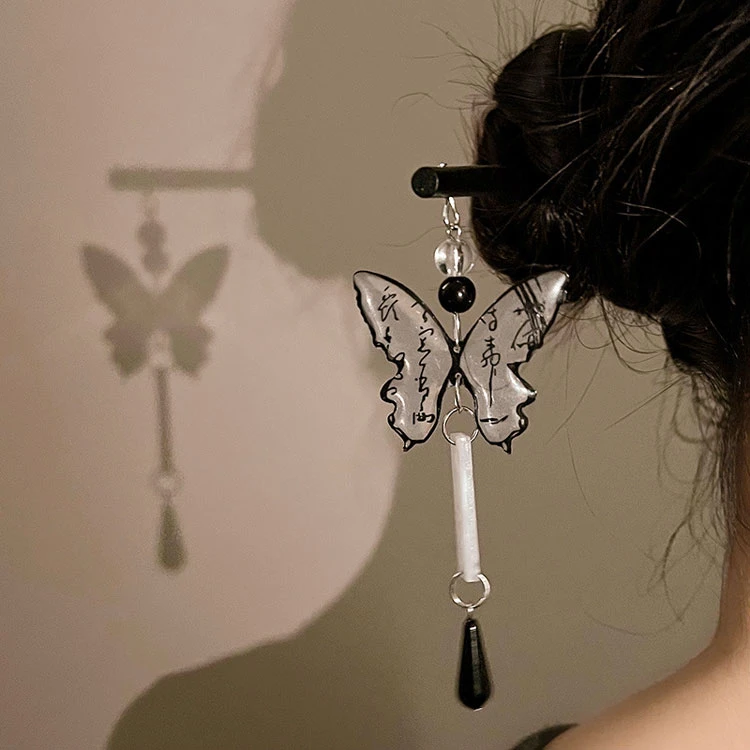 ink butterfly hanfu jewelry hairpin