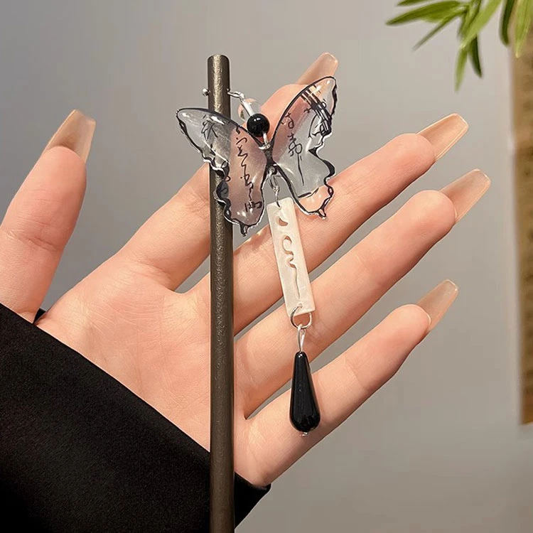 ink butterfly hanfu jewelry hairpin