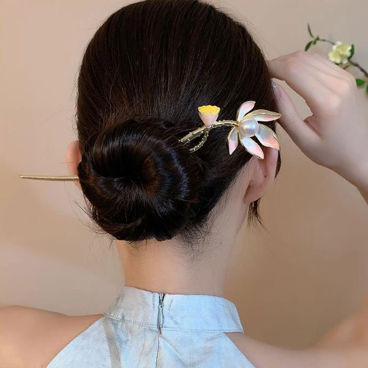 pearl lotus hanfu hairpin accessories