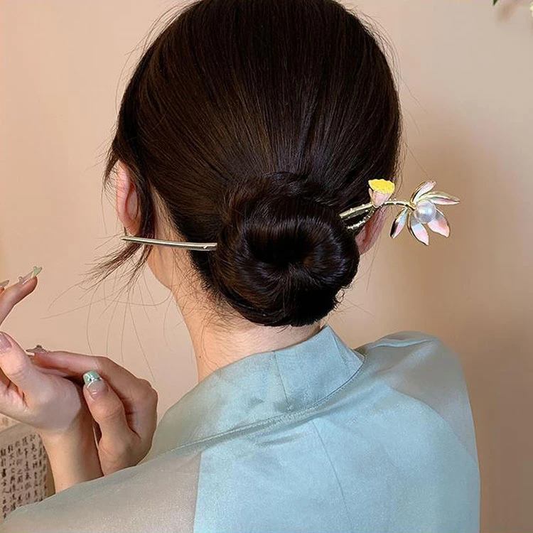 pearl lotus hanfu hairpin accessories